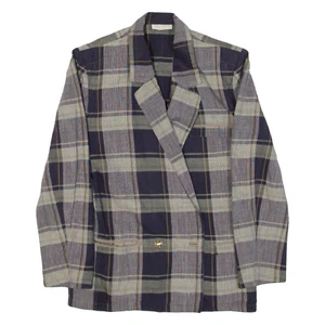 Chaqueta Blazer Mujer GIANNI VERSACE Azul Lino Cuadros S - Imagen 1 de 8