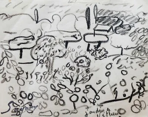Robert Savary - Original Drawing - Pastel - Garden in Vetheuil - Picture 1 of 1