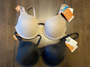 NWT Warner's Tan/Nude & Black Cushioned Underwire Bra's Size 34B NEW Set 2 - Picture 1 of 3