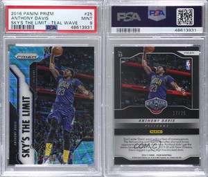 2016-17 Panini Prizm Sky's the Limit Teal Wave /25 Anthony Davis #25 PSA 9 MINT