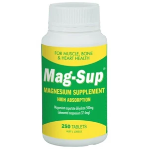 Mag-Sup Magnesium Supplement 250 Tablets High Absorption 500mg (MagMin Generic) - Picture 1 of 1