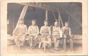 Bourbon Indiana RPPC Bourbon Lumber & Coal Co. Workers Labor Scene early 1900s - Picture 1 of 2