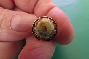 VINTAGE goldtone tac pin broach brooch - floral bead - about 1/2" - Picture 1 of 3