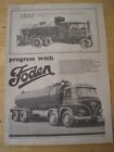 Foden Progress Road Transport History Steam Wagon 1966 Advert A4 File 23