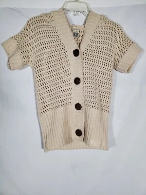 RIP CURL CHUNKY KNIT CROPPED DECORATIVE BUTTON HOODIE SWEATER CARDIGAN WOMENS SM - Image 1 of 4