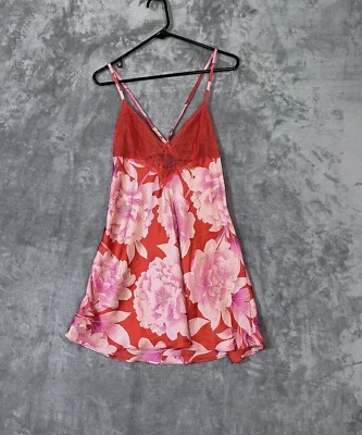 Sofia Intimates Vergara Size M Red Pink Lace Floral Slip Babydoll Nightgown - Image 1 of 4
