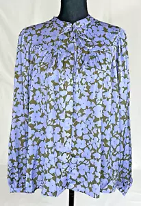 ANN TAYLOR Floral Pleated Sleeve Button Down Blouse - Cool Lilac - Medium - NWT - Picture 1 of 5