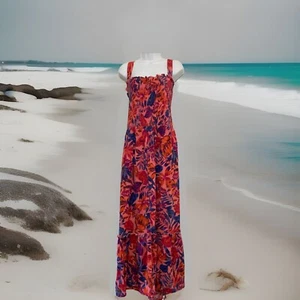 Terra & Sky Women’s Plus Sz 3X Summer Maxi Dress Floral New 24W26W Smock Ruffle - Picture 1 of 16
