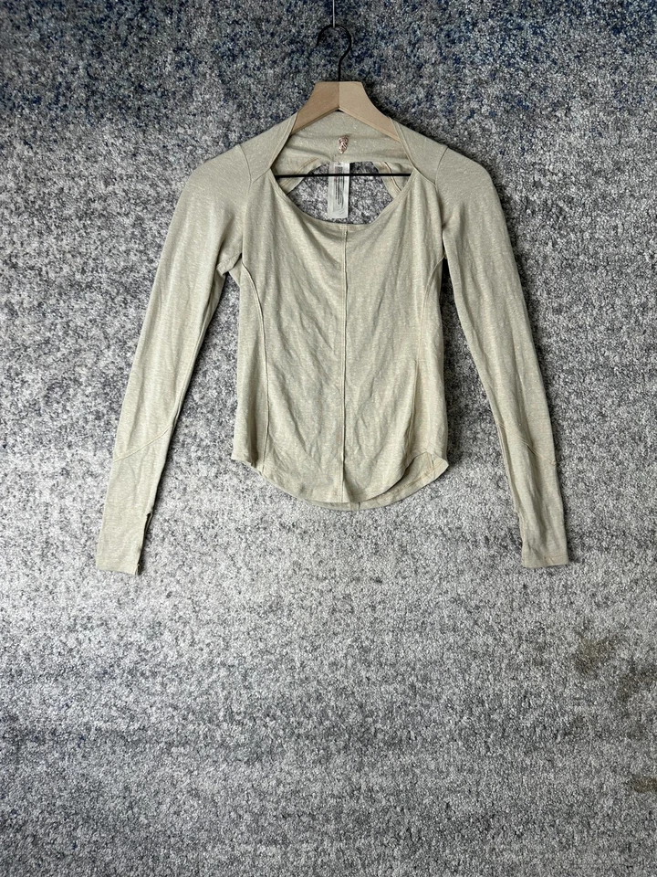 Camisa FP Movement Free People Mujer Pequeña Beige Manga Larga Espalda Abierta 37.5 Foto 1 de 4