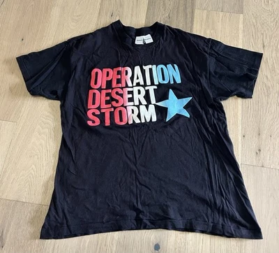 Винтажная футболка Stanley Desantis Operation Desert Storm черная L одинарный шов - Изображение 1 из 4