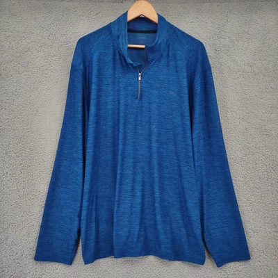 Calvin Klein Shirt Mens XXL Blue Long Sleeve Mock Neck Stretch Logo Performance - Image 1 of 4
