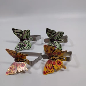 Patio Butterfly Tablecloth Clips Set Of 4 Metal Picnic Table VTG  - Picture 1 of 7