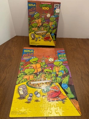 Vintage 1990 Teenage Mutant Ninja Turtles Pizza Time 100 Piece Puzzle Complete - Image 1 of 4