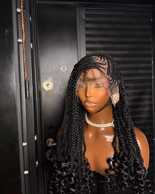 Peluca trenzada negra sin nudos de encaje completo | Peluca trenzada | Foto 1 de 2