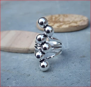 Handmade 925 Sterling Silver Ball Cluster Ring – Modern Statement Jewelry AI005 - Picture 1 of 2