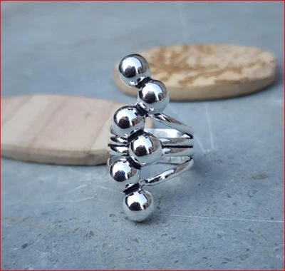 Handmade 925 Sterling Silver Ball Cluster Ring – Modern Statement Jewelry AI005 - Image 1 of 2