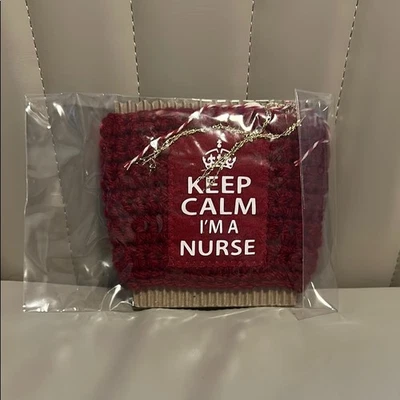 Keep Calm I’m a Nurse Cozy Crocheted Coffee Mug Sleeve - Image 1 of 2