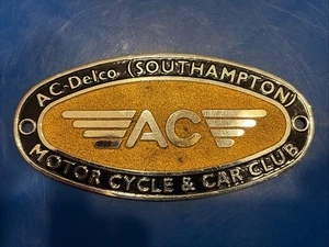 AC-Delco ( Southampton ) Motor Cycle & Car Club  Badge RARE Automotive - Picture 1 of 11