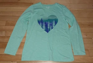 Girl's L.L. Bean Mountain Tree Heart Long Sleeve Shirt Size L 14-16 100% Cotton - Picture 1 of 6