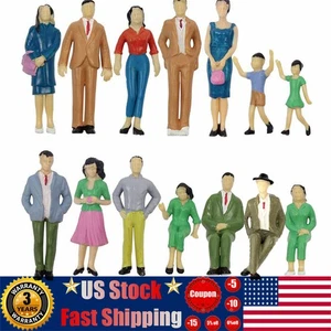 14 pezzi modellini treni 1:25 miniature figure dipinte scala G persone sedute in piedi - Foto 1 di 12
