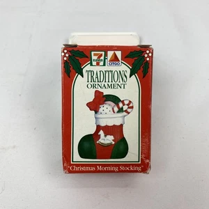 Traditions Ornament Christmas Stocking 1992 Morning Stocking Candy Cane Gift 3” - Picture 1 of 4