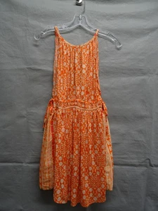 Free People Kleid Damen Medium orange weiß Blumen gesmokte Taille Sommer Strand - Bild 1 von 11