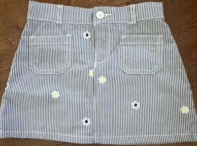 Falda Carter’s Ajustable Azul y Blanco Rayas con Flores Niñas Talla 6/6X Foto 1 de 4