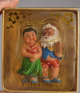 Vintage Hawaii Santa Claus Christmas Tree Ornament Mele Kalikimaka Tiki - Picture 1 of 7