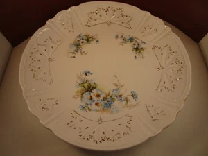Piatto da tritatutto vintage in porcellana senza marchio fiori blu - Foto 1 di 10