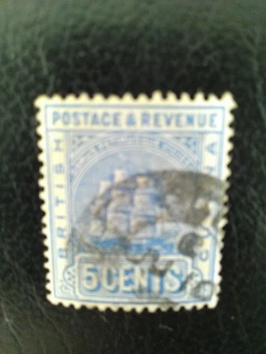 BRITISH GUIANA USED STAMP 1890-1 SHIP 5 CENT ULTRAMARINE SG214. - Image 1 of 2