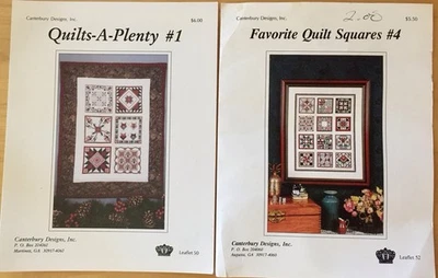 Quilts-A-Plenty & Favorite Quilt Squares Cross Stitch Pattern Canterbury Designs - Image 1 of 3