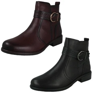 Ladies Remonte Zip Up Leather Buckle Detail Fleece Lined Ankle Boots D0F81 - Picture 1 of 19