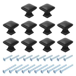 10 piezas perillas cuadradas de gabinete, perilla cuadrada de gabinete de cocina de zinc de 1,2 pulgadas, negra - Imagen 1 de 6