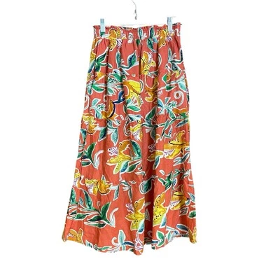 Falda Rachel Rachel Roy mezcla de lino brillante floral escalonada mediana Foto 1 de 4