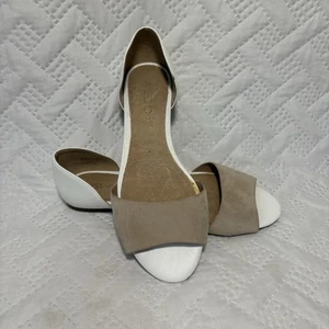 Sandalias planas Aldo Cedelice zapatos sin cordones talla 7 punta abierta cuero gamuza tostado crema - Imagen 1 de 13