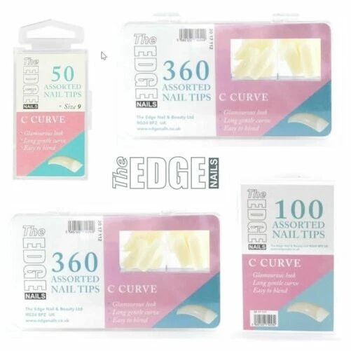 The Edge Grande C Curva Natural Completo Bien Uñas Postizas Caja De 360 , 100 O - Imagen 1 de 1