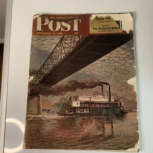 1946 Pigskin Preview The Saturday Evening Post September 21 Damaged Football - Picture 1 of 7