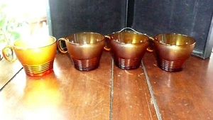 9 vtg duralex France amber beehive glasses 4 - 8oz coffee cups 5 - 4oz juice  - Picture 1 of 10