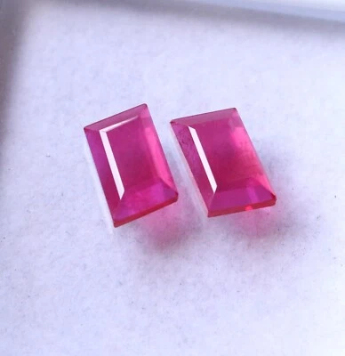 Ruby Loose Gemstone Lab Create Ruby Cut Cab FlatBack Ruby Making Jewelry12.5X8MM - Image 1 of 4