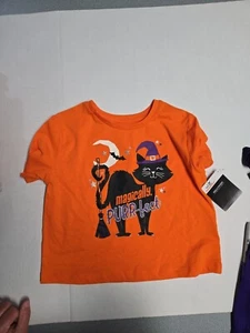 Girls Orange Magically Purr-fect Black Cat Halloween T-Shirt Tee Shirt - Picture 1 of 3