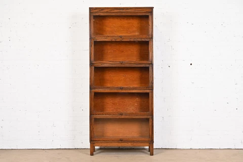 Antique Arts & Crafts Oak Five-Stack Barrister Bookcase by Lundstrom, Circa 1920 Cover