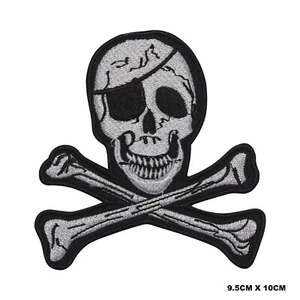 One Eye Pirate Cross Skull Logo Embroidered Patch Iron On/Sew On Patch Batch - Picture 1 of 1