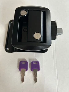 43610 BLACK DOOR LOCK 2 Keys Deadbolt RV Travel Trailer Flush Mount Global - Bild 1 von 5