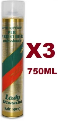 3 PZ LACCA LADY ROSSANA PER PARRUCCHIERI PROFESSIONALE 750ML SPRAY GAS ECOLOGICO - Immagine 1 di 2