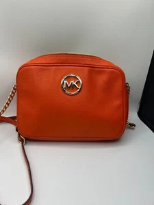 Michael Kors orange fulton large pebbled leather camera bag - Picture 1 of 10