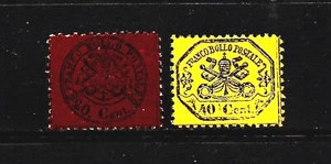 Estados Papales de Italia 1868, brazos 20c y 40c, sg #50 y 52, mh - Imagen 1 de 2