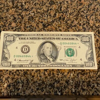 1974 $100 Cleveland Federal Reserve Low Number 00460844 STAR NOTE - Image 1 of 4