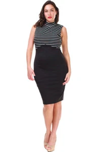 Vestido Para Mujer Negro Retro Falda Lápiz Cóctel Fiesta Sin Mangas Talla Grande - Imagen 1 de 4
