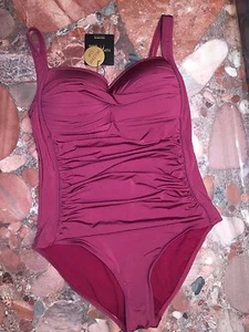 Costume intero donna Nip Tuck Bond-eye rosso bordeaux US nuovo con etichette - Foto 1 di 5