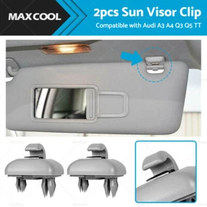 2PCS Sun Visor Clip Holder Hook Bracket Suitable for Audi A3 A4 Q3 Q5 TT Grey - Picture 1 of 8